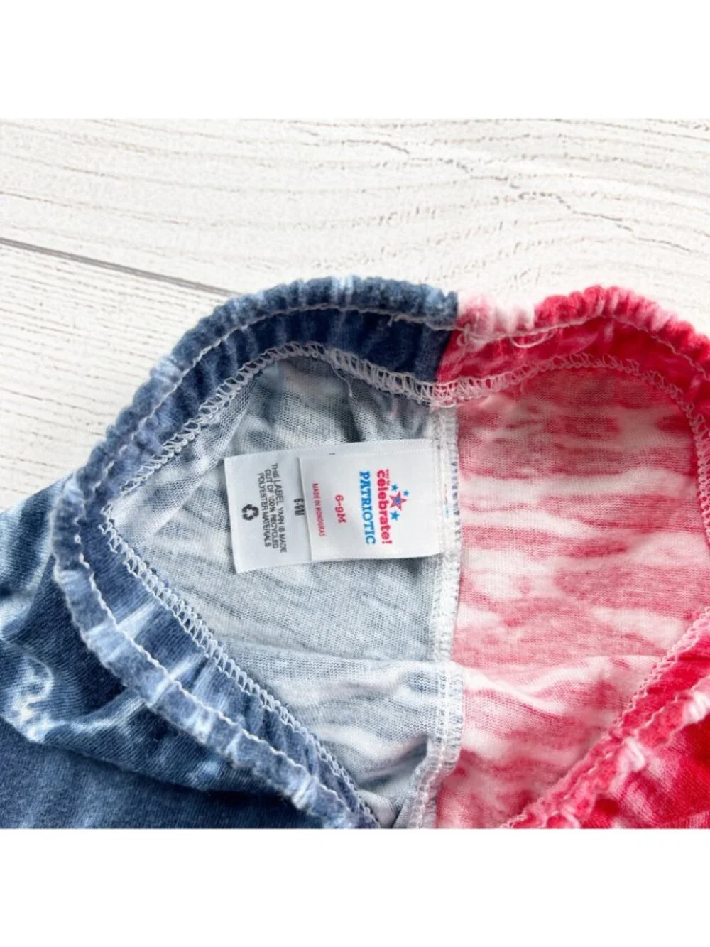 Celebrate Patriotic Tie Dye Shorts Blue Red Cotton Blend 6-9 Months